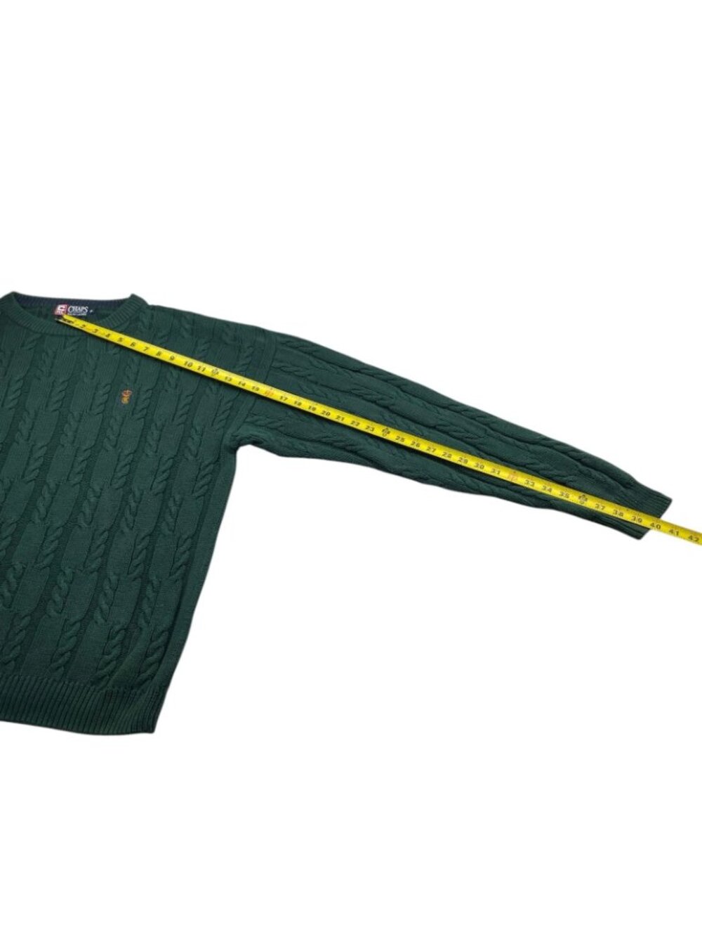 VTG Ralph Lauren Chaps Men's 100% Cotton Fisherman Cable-Knit Sweater Green • XL - Picture 6 of 6